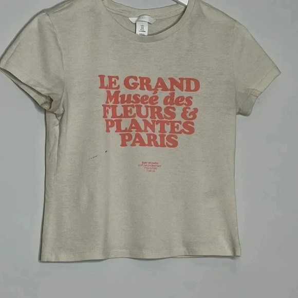 H&M "Le Grand Musee Des Fleurs &Visit Plantes Paris" Short Sleeve Crop Tee - Picture 4 of 9